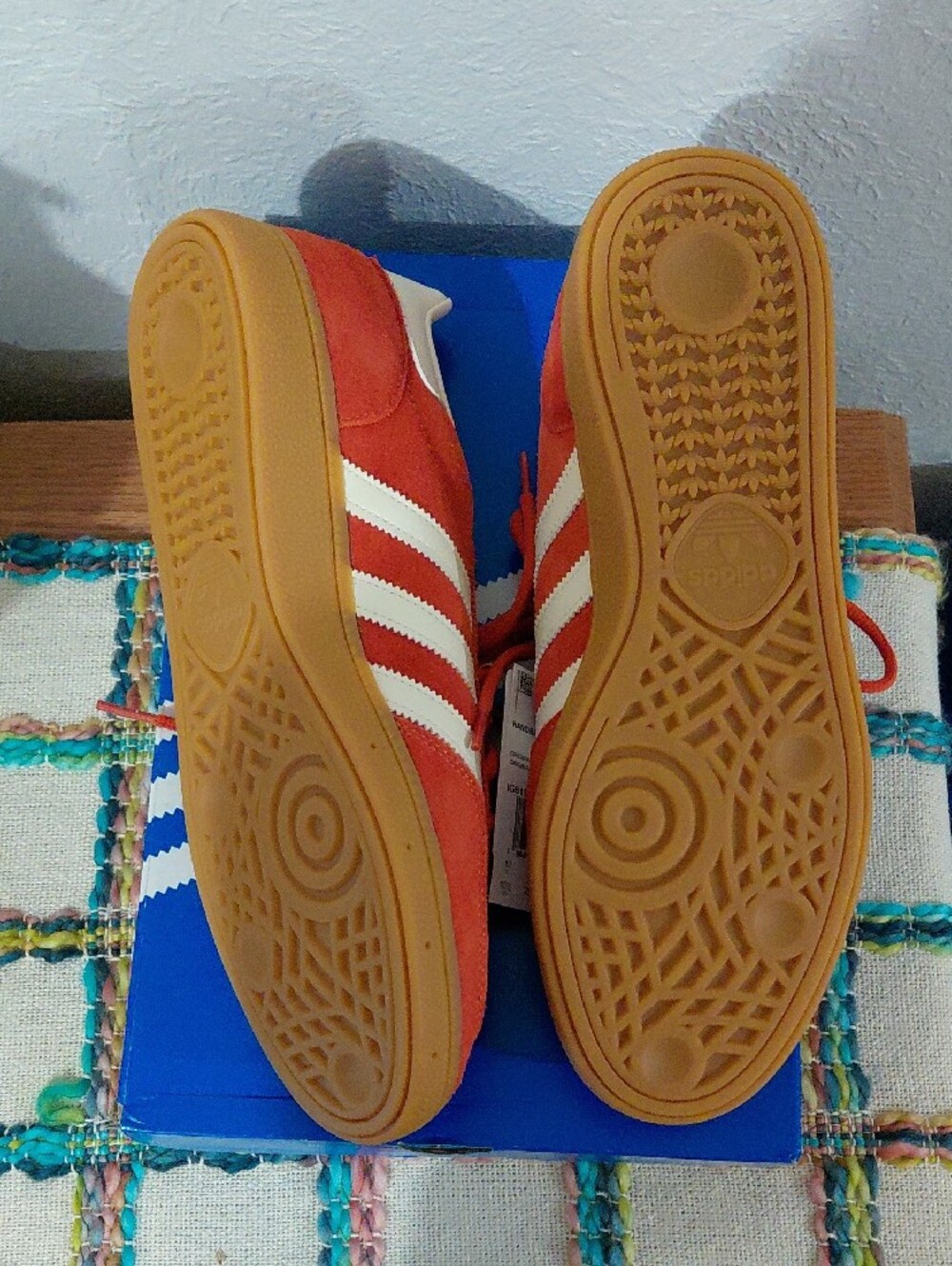 Adidas Spezial Women’s Suede Sneakers in Orange/Red with White Stripes - Picture 3 of 5